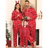 image:imageSWOMOG Family Satin Pajamas Sets Long Sleeve ButtonDown Sleepwear Silky TwoPieces Loungewear PJs SetsRed Candy Flower