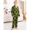 image:imageSWOMOG Girls Pajamas Set Kids Button Down Cute Print Pjs Sets Pant 2 Piece Soft Long Sleeve Sleepwear LoungewearArmy Green Bigfoot