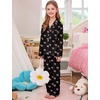 image:imageSWOMOG Girls Pajamas Set Kids Button Down Cute Print Pjs Sets Pant 2 Piece Soft Long Sleeve Sleepwear LoungewearBlack Bow