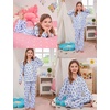 image:imageSWOMOG Girls Pajamas Set Kids Button Down Cute Print Pjs Sets Pant 2 Piece Soft Long Sleeve Sleepwear LoungewearBlue Monkey