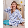 image:imageSWOMOG Girls Pajamas Set Kids Button Down Cute Print Pjs Sets Pant 2 Piece Soft Long Sleeve Sleepwear LoungewearBlue Monkey