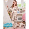 image:imageSWOMOG Girls Pajamas Set Kids Button Down Cute Print Pjs Sets Pant 2 Piece Soft Long Sleeve Sleepwear LoungewearChampagne Leopard