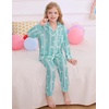 image:imageSWOMOG Girls Pajamas Set Kids Button Down Cute Print Pjs Sets Pant 2 Piece Soft Long Sleeve Sleepwear LoungewearGreen Daisy