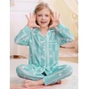 image:imageSWOMOG Girls Pajamas Set Kids Button Down Cute Print Pjs Sets Pant 2 Piece Soft Long Sleeve Sleepwear LoungewearGreen Daisy