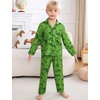image:imageSWOMOG Girls Pajamas Set Kids Button Down Cute Print Pjs Sets Pant 2 Piece Soft Long Sleeve Sleepwear LoungewearGreen Dinosaur