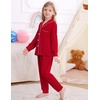 image:imageSWOMOG Girls Pajamas Set Kids Button Down Cute Print Pjs Sets Pant 2 Piece Soft Long Sleeve Sleepwear LoungewearRed
