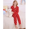 image:imageSWOMOG Girls Pajamas Set Kids Button Down Cute Print Pjs Sets Pant 2 Piece Soft Long Sleeve Sleepwear LoungewearRed Bow