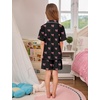 image:imageSWOMOG Kids Pajamas Sets 3PCS Short Sleeve Long Pants with Shorts Girls Boys Button Down PJS Cute Loungewear for 4T15YearsBlack Bowknot