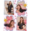 image:imageSWOMOG Kids Pajamas Sets 3PCS Short Sleeve Long Pants with Shorts Girls Boys Button Down PJS Cute Loungewear for 4T15YearsBlack Bowknot