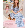 image:imageSWOMOG Kids Pajamas Sets 3PCS Short Sleeve Long Pants with Shorts Girls Boys Button Down PJS Cute Loungewear for 4T15YearsBlue Monkey