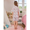 image:imageSWOMOG Kids Pajamas Sets 3PCS Short Sleeve Long Pants with Shorts Girls Boys Button Down PJS Cute Loungewear for 4T15YearsLetter