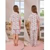 image:imageSWOMOG Kids Pajamas Sets 3PCS Short Sleeve Long Pants with Shorts Girls Boys Button Down PJS Cute Loungewear for 4T15YearsLetter