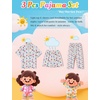 image:imageSWOMOG Kids Pajamas Sets 3PCS Short Sleeve Long Pants with Shorts Girls Boys Button Down PJS Cute Loungewear for 4T15YearsLetter