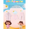 image:imageSWOMOG Kids Pajamas Sets 3PCS Short Sleeve Long Pants with Shorts Girls Boys Button Down PJS Cute Loungewear for 4T15YearsPink Leopard