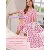 image:imageSWOMOG Kids Pajamas Sets 3PCS Short Sleeve Long Pants with Shorts Girls Boys Button Down PJS Cute Loungewear for 4T15YearsPink Monkey