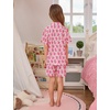 image:imageSWOMOG Kids Pajamas Sets 3PCS Short Sleeve Long Pants with Shorts Girls Boys Button Down PJS Cute Loungewear for 4T15YearsPink Monkey