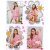 image:imageSWOMOG Kids Pajamas Sets 3PCS Short Sleeve Long Pants with Shorts Girls Boys Button Down PJS Cute Loungewear for 4T15YearsPink Monkey