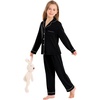 image:imageSWOMOG Kids Pajamas Sets Girls Boys Long Sleeve Sleepwear 2 Piece Lounge Sets Modal Button Down Pjs Set for 413 YearsAblack