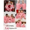 image:imageSWOMOG Kids Pajamas Sets Girls Boys Long Sleeve Sleepwear 2 Piece Lounge Sets Modal Button Down Pjs Set for 413 YearsApink Bowknot