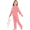 image:imageSWOMOG Kids Pajamas Sets Girls Boys Long Sleeve Sleepwear 2 Piece Lounge Sets Modal Button Down Pjs Set for 413 YearsApink Bowknot
