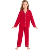 image:imageSWOMOG Kids Pajamas Sets Girls Boys Long Sleeve Sleepwear 2 Piece Lounge Sets Modal Button Down Pjs Set for 413 YearsAred