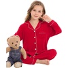 image:imageSWOMOG Kids Pajamas Sets Girls Boys Long Sleeve Sleepwear 2 Piece Lounge Sets Modal Button Down Pjs Set for 413 YearsAred