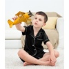 image:imageSWOMOG Kids Satin Pajamas Sets Girls Boys ButtonDown Pjs Short Sleeve Silk Nightwear 2 Piece Lounge SetsBlack