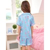 image:imageSWOMOG Kids Satin Pajamas Sets Girls Boys ButtonDown Pjs Short Sleeve Silk Nightwear 2 Piece Lounge SetsBlue Champagne