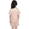image:imageSWOMOG Kids Satin Pajamas Sets Girls Boys ButtonDown Pjs Short Sleeve Silk Nightwear 2 Piece Lounge SetsChampagne