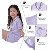 image:imageSWOMOG Kids Satin Pajamas Sets Girls Boys ButtonDown Pjs Short Sleeve Silk Nightwear 2 Piece Lounge SetsLavender