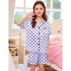 image:imageSWOMOG Kids Satin Pajamas Sets Girls Boys ButtonDown Pjs Short Sleeve Silk Nightwear 2 Piece Lounge SetsLavender Dots
