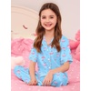 image:imageSWOMOG Kids Satin Pajamas Sets Girls Boys ButtonDown Pjs Short Sleeve Silk Nightwear 2 Piece Lounge SetsLong Sleeveblue Champagne