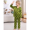 image:imageSWOMOG Kids Satin Pajamas Sets Girls Boys ButtonDown Pjs Short Sleeve Silk Nightwear 2 Piece Lounge SetsLong Sleevegreen Gorilla