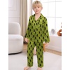 image:imageSWOMOG Kids Satin Pajamas Sets Girls Boys ButtonDown Pjs Short Sleeve Silk Nightwear 2 Piece Lounge SetsLong Sleevegreen Gorilla