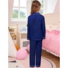 image:imageSWOMOG Kids Satin Pajamas Sets Girls Boys ButtonDown Pjs Short Sleeve Silk Nightwear 2 Piece Lounge SetsLong Sleevenavy Blue