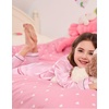 image:imageSWOMOG Kids Satin Pajamas Sets Girls Boys ButtonDown Pjs Short Sleeve Silk Nightwear 2 Piece Lounge SetsLong Sleevepink