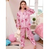 image:imageSWOMOG Kids Satin Pajamas Sets Girls Boys ButtonDown Pjs Short Sleeve Silk Nightwear 2 Piece Lounge SetsLong Sleevepink Bow