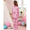 image:imageSWOMOG Kids Satin Pajamas Sets Girls Boys ButtonDown Pjs Short Sleeve Silk Nightwear 2 Piece Lounge SetsLong Sleevepink Bow