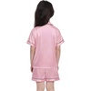image:imageSWOMOG Kids Satin Pajamas Sets Girls Boys ButtonDown Pjs Short Sleeve Silk Nightwear 2 Piece Lounge SetsPink