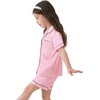 image:imageSWOMOG Kids Satin Pajamas Sets Girls Boys ButtonDown Pjs Short Sleeve Silk Nightwear 2 Piece Lounge SetsPink