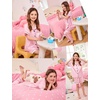 image:imageSWOMOG Kids Silk Pajamas 3 Piece Girls Boys Satin Pajamas Set ButtonDown PJs Set Soft Loungewear Short Sleeve SleepwearLight Pink