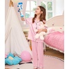 image:imageSWOMOG Kids Silk Pajamas 3 Piece Girls Boys Satin Pajamas Set ButtonDown PJs Set Soft Loungewear Short Sleeve SleepwearPink