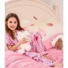 image:imageSWOMOG Kids Silk Pajamas 3 Piece Girls Boys Satin Pajamas Set ButtonDown PJs Set Soft Loungewear Short Sleeve SleepwearPink Bow