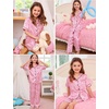 image:imageSWOMOG Kids Silk Pajamas 3 Piece Girls Boys Satin Pajamas Set ButtonDown PJs Set Soft Loungewear Short Sleeve SleepwearPink Leopard