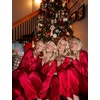 image:imageSWOMOG Long Sleeve Pajamas Set Silk Satin Sleepwear Button Down Pjs Loungewear with PocketChristmas Red