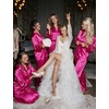 image:imageSWOMOG Long Sleeve Pajamas Set Silk Satin Sleepwear Button Down Pjs Loungewear with PocketRose Red