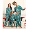 image:imageSWOMOG Matching Family Christmas Pajamas Set Long Sleeve Festival Party Pj Set ButtonDown Sleepwear Soft NightwearGreen Christmas