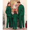 image:imageSWOMOG Matching Family Christmas Pajamas Set Long Sleeve Festival Party Pj Set ButtonDown Sleepwear Soft NightwearGreen Plaid
