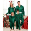 image:imageSWOMOG Matching Family Christmas Pajamas Set Long Sleeve Festival Party Pj Set ButtonDown Sleepwear Soft NightwearGreen Plaid