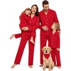 image:imageSWOMOG Matching Family Christmas Pajamas Set Long Sleeve Festival Party Pj Set ButtonDown Sleepwear Soft NightwearRed